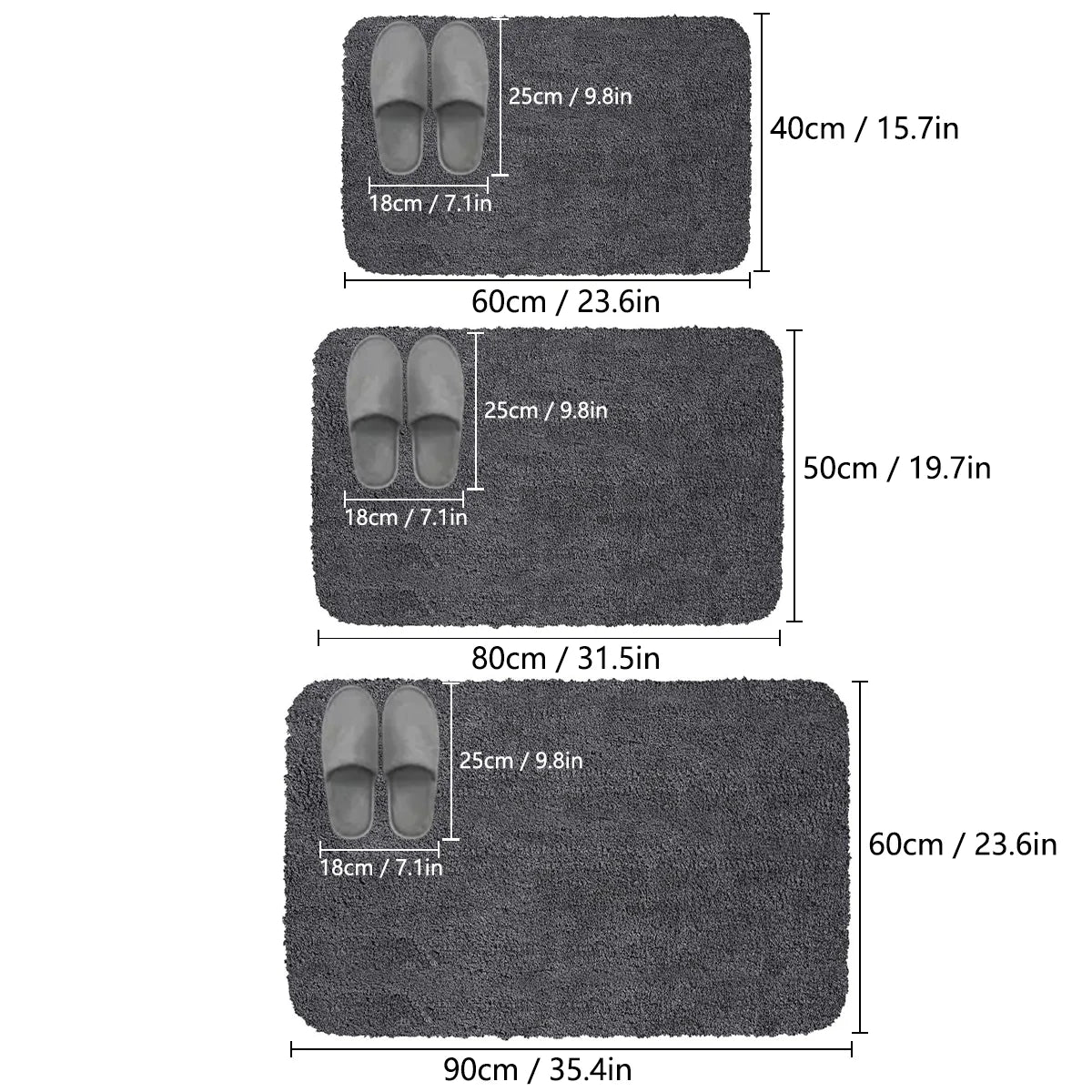 Long Pile Absorbent Anti-slip Bath Mat