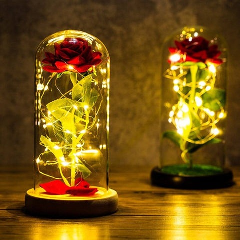 Everlasting Rose Lamp in Glass Dome - BloomLight