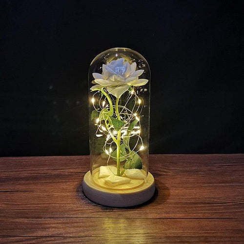 Everlasting Rose Lamp in Glass Dome - BloomLight