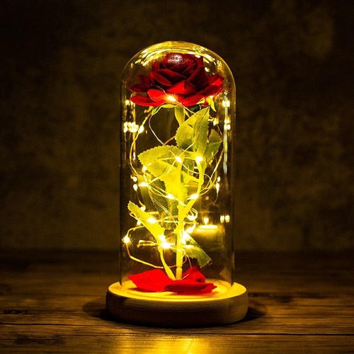 Everlasting Rose Lamp in Glass Dome - BloomLight