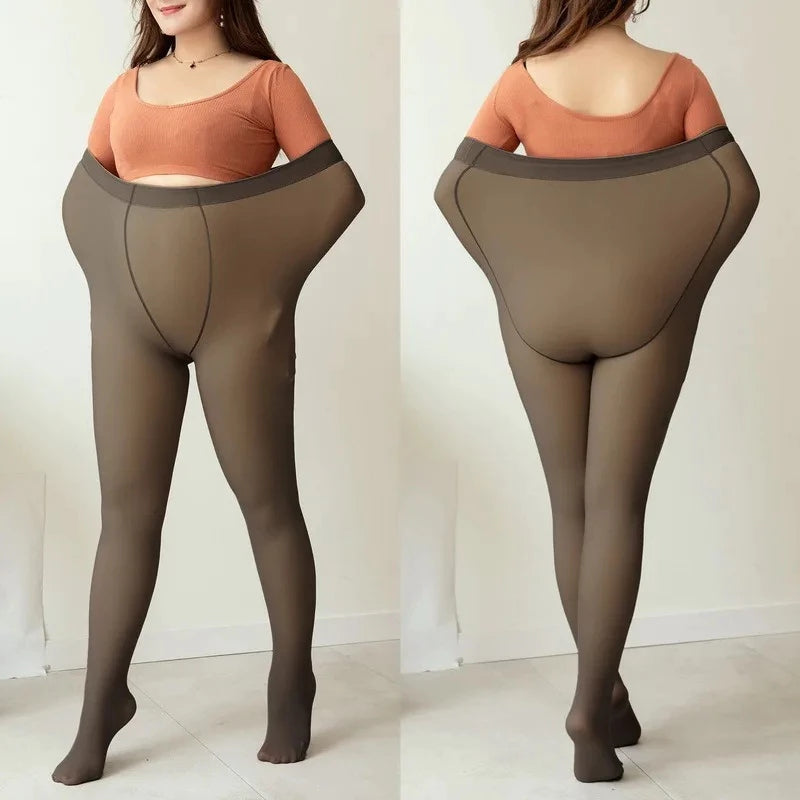 Plus Size Women's Thermal Tights Lined with Wool