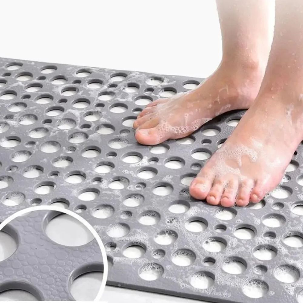 Non-Slip Bath Mat with Drainage Holes and Suction Cups