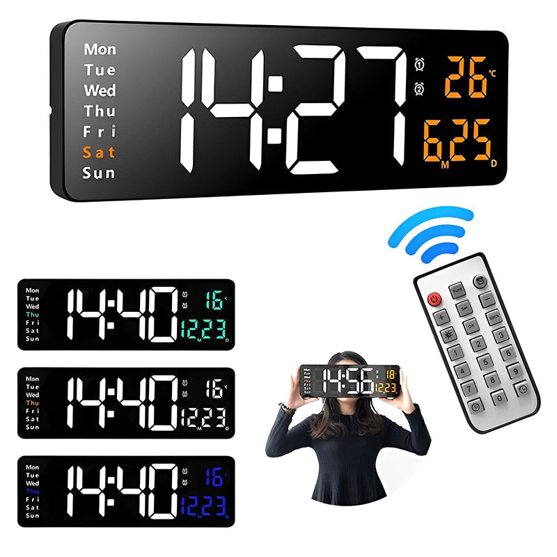 Digital Wall Clock with Remote Control and Alarm