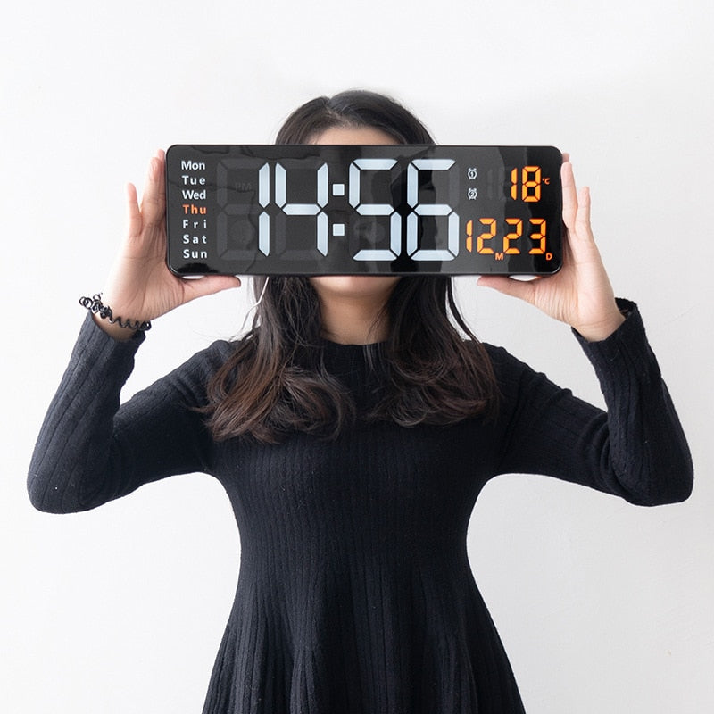 Digital Wall Clock with Remote Control and Alarm