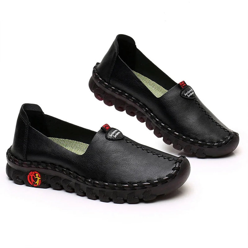 Leather Orthopaedic Flat Shoe with Non-Slip Sole