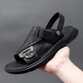 Men's Ergonomic Leather Platform Sandals - ComfortFlex
