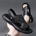 Men's Ergonomic Leather Platform Sandals - ComfortFlex