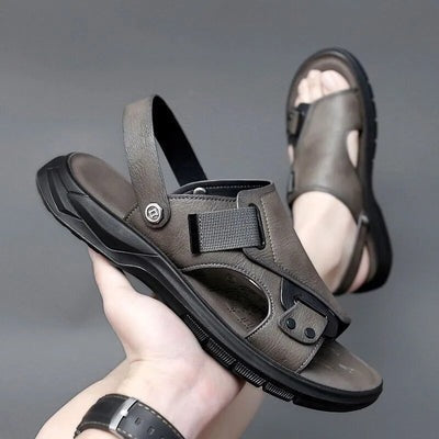 Men's Ergonomic Leather Platform Sandals - ComfortFlex