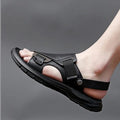 Men's Ergonomic Leather Platform Sandals - ComfortFlex