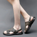 Men's Ergonomic Leather Platform Sandals - ComfortFlex