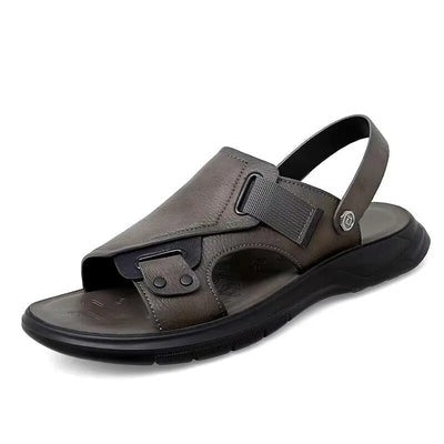 Men's Ergonomic Leather Platform Sandals - ComfortFlex