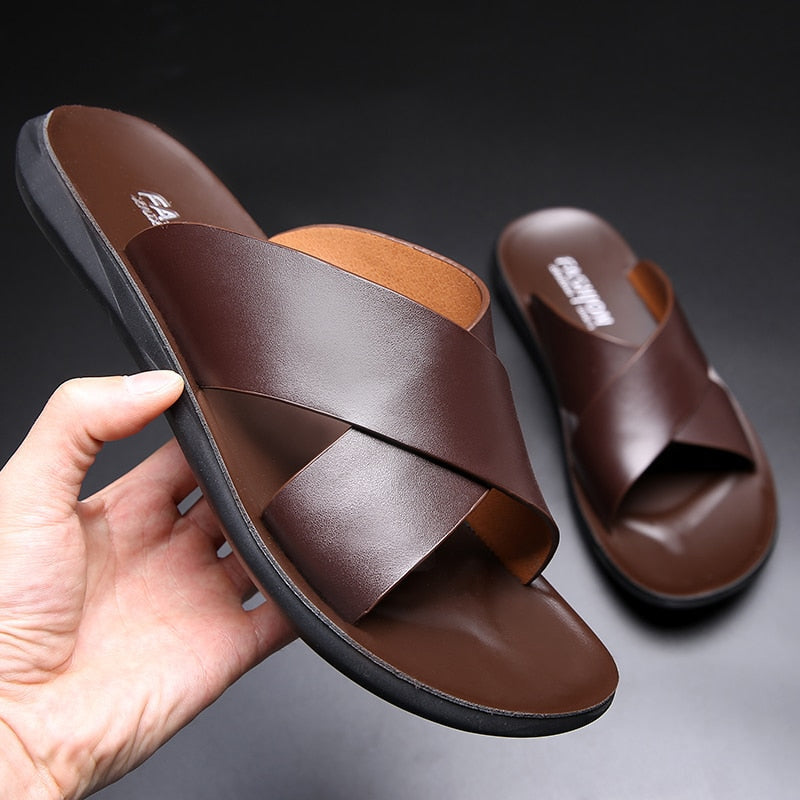 Men's Leather Non-Slip Sandals - UrbanStep