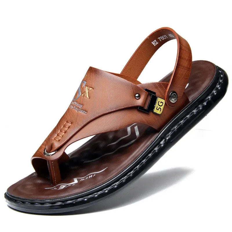 Men's Leather Non-Slip Sandals - UrbanWalk
