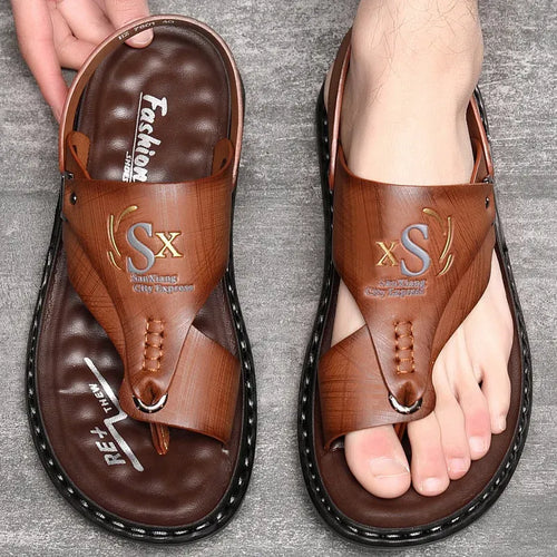 Men's Leather Non-Slip Sandals - UrbanWalk