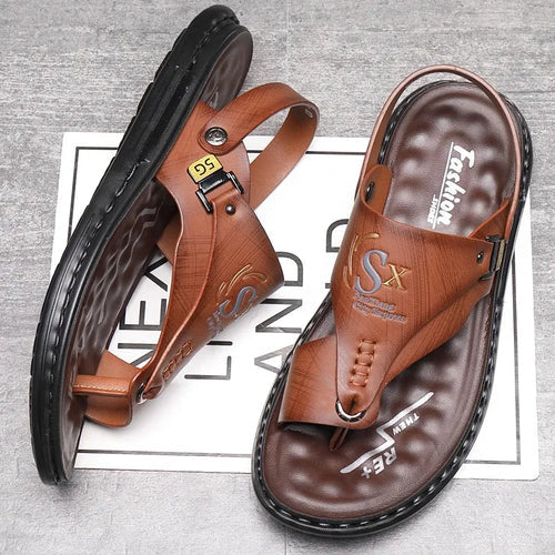 Men's Leather Non-Slip Sandals - UrbanWalk