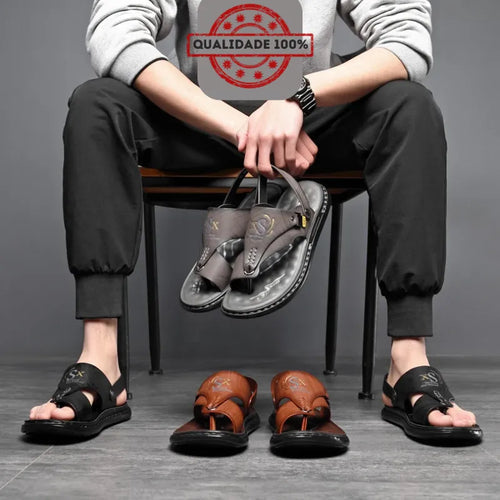 Men's Leather Non-Slip Sandals - UrbanWalk