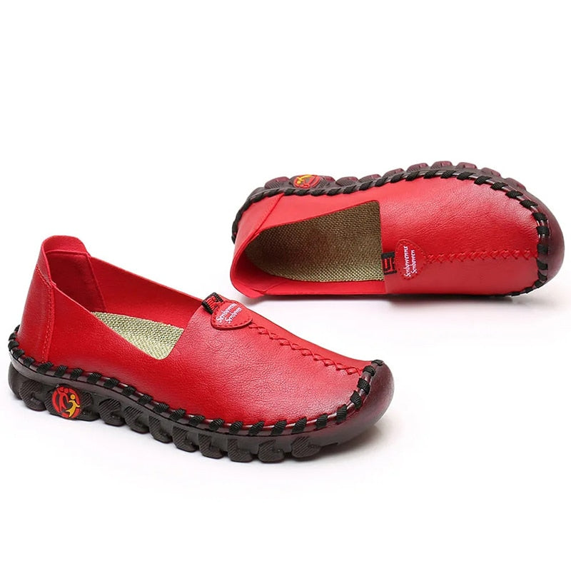 Leather Orthopaedic Flat Shoe with Non-Slip Sole