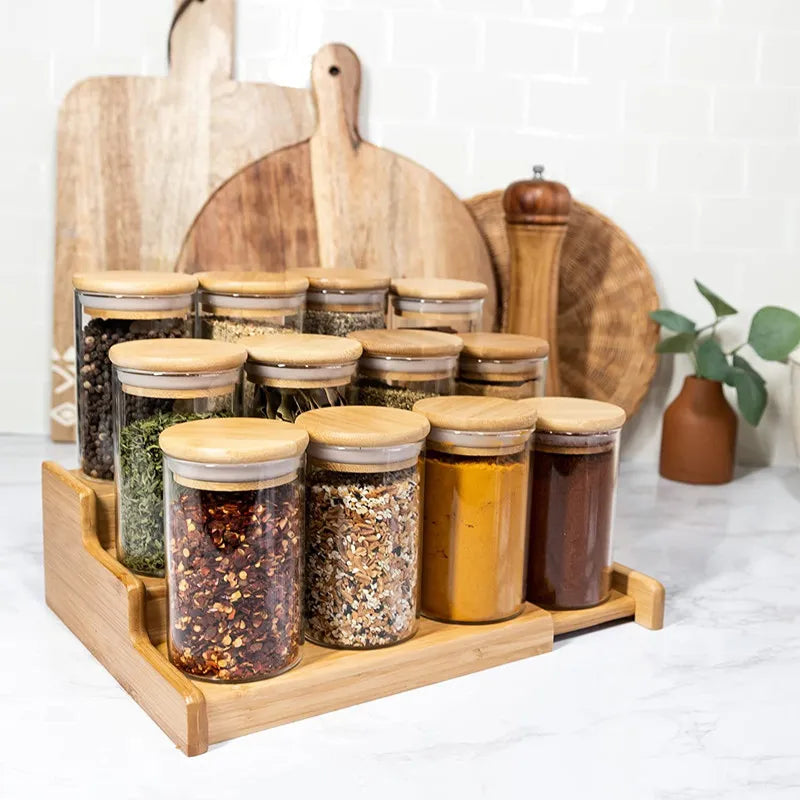 Spice Jar Set with Bamboo Lids