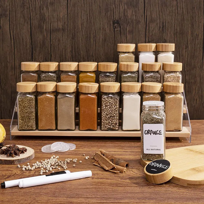 Spice Jar Set with Bamboo Lids