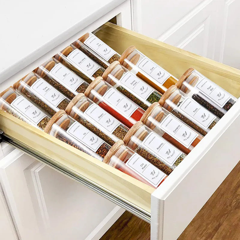 Spice Jar Set with Bamboo Lids