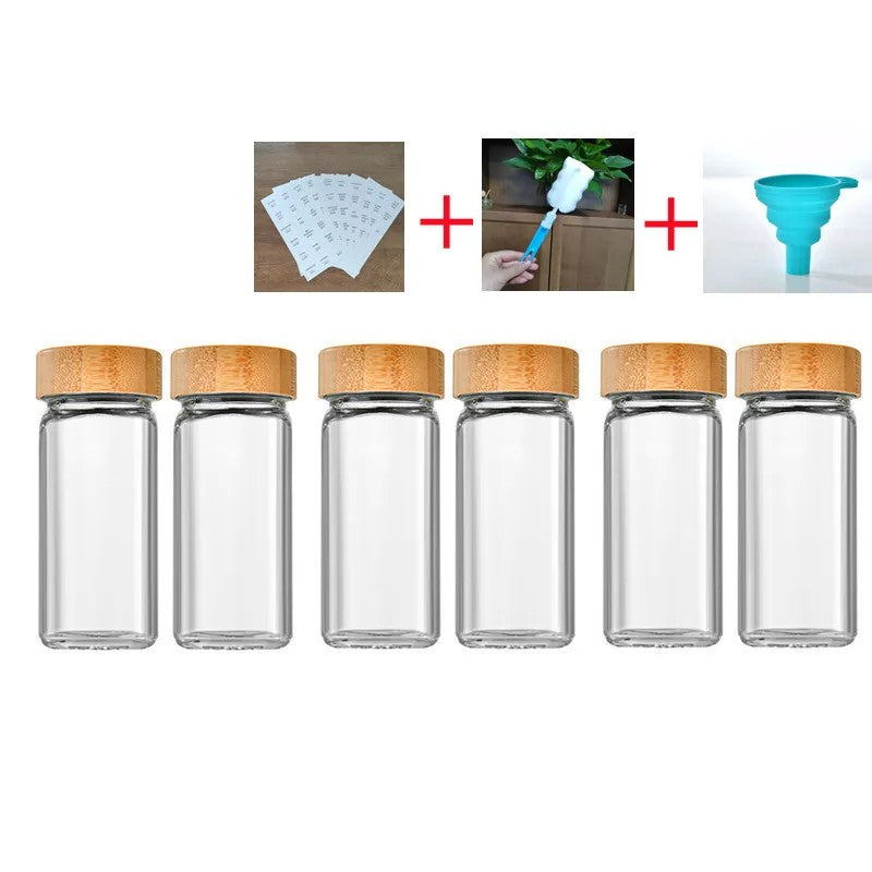 Spice Jar Set with Bamboo Lids