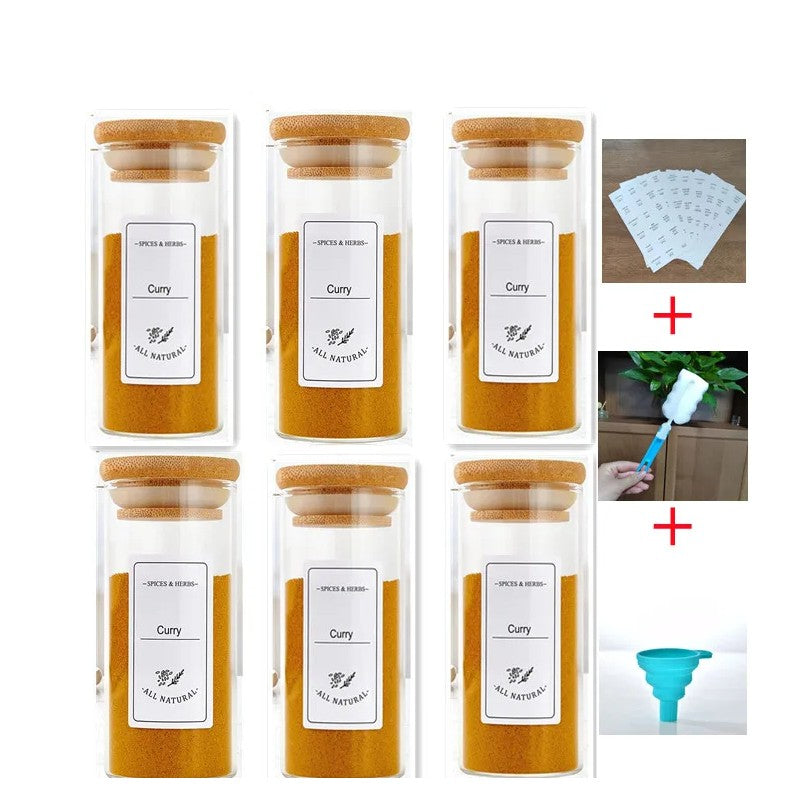 Spice Jar Set with Bamboo Lids