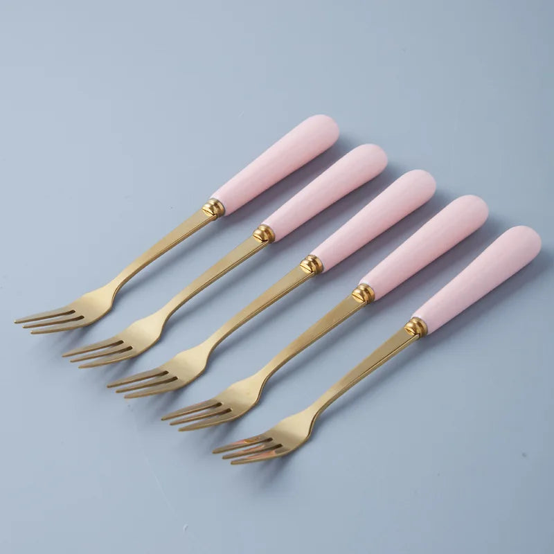 Stainless Steel Cutlery Set with Ceramic Handles