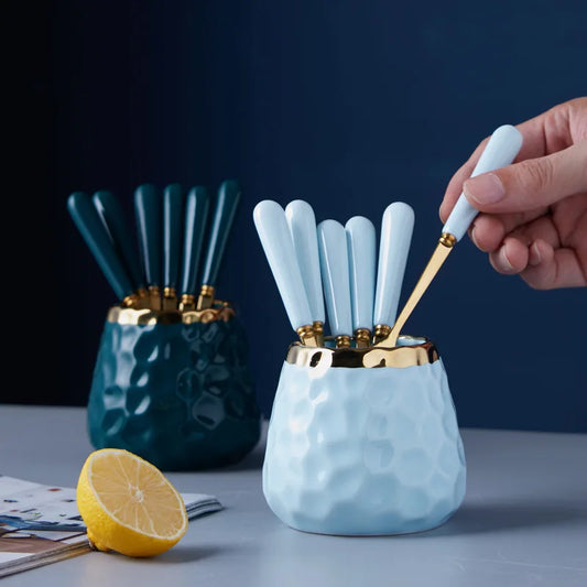 Stainless Steel Cutlery Set with Ceramic Handles