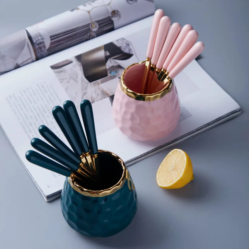 Stainless Steel Cutlery Set with Ceramic Handles