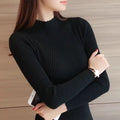 Women's Slim Ribbed High-Neck Jumper - CozyElegance