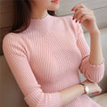 Women's Slim Ribbed High-Neck Jumper - CozyElegance