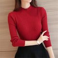 Women's Slim Ribbed High-Neck Jumper - CozyElegance