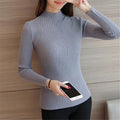 Women's Slim Ribbed High-Neck Jumper - CozyElegance