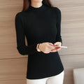 Women's Slim Ribbed High-Neck Jumper - CozyElegance
