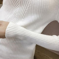 Women's Slim Ribbed High-Neck Jumper - CozyElegance