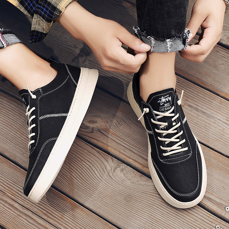 Men's Casual Leather Trainers - UrbanFlex