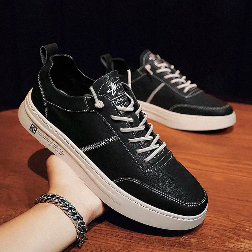 Men's Casual Leather Trainers - UrbanFlex