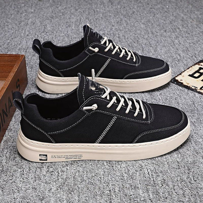 Men's Casual Leather Trainers - UrbanFlex