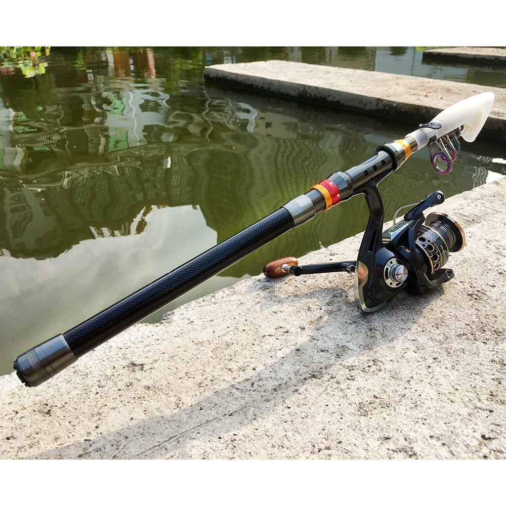 Telescopic Carbon Fibre Fishing Rod with 10kg Drag Reel