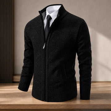 Men's Fleece High-Neck Velour Cardigan Coat 1