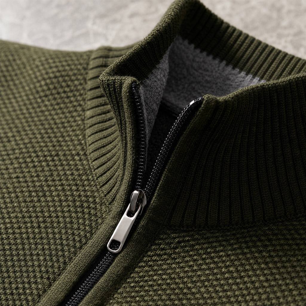 Men's Fleece High-Neck Velour Cardigan Coat 9