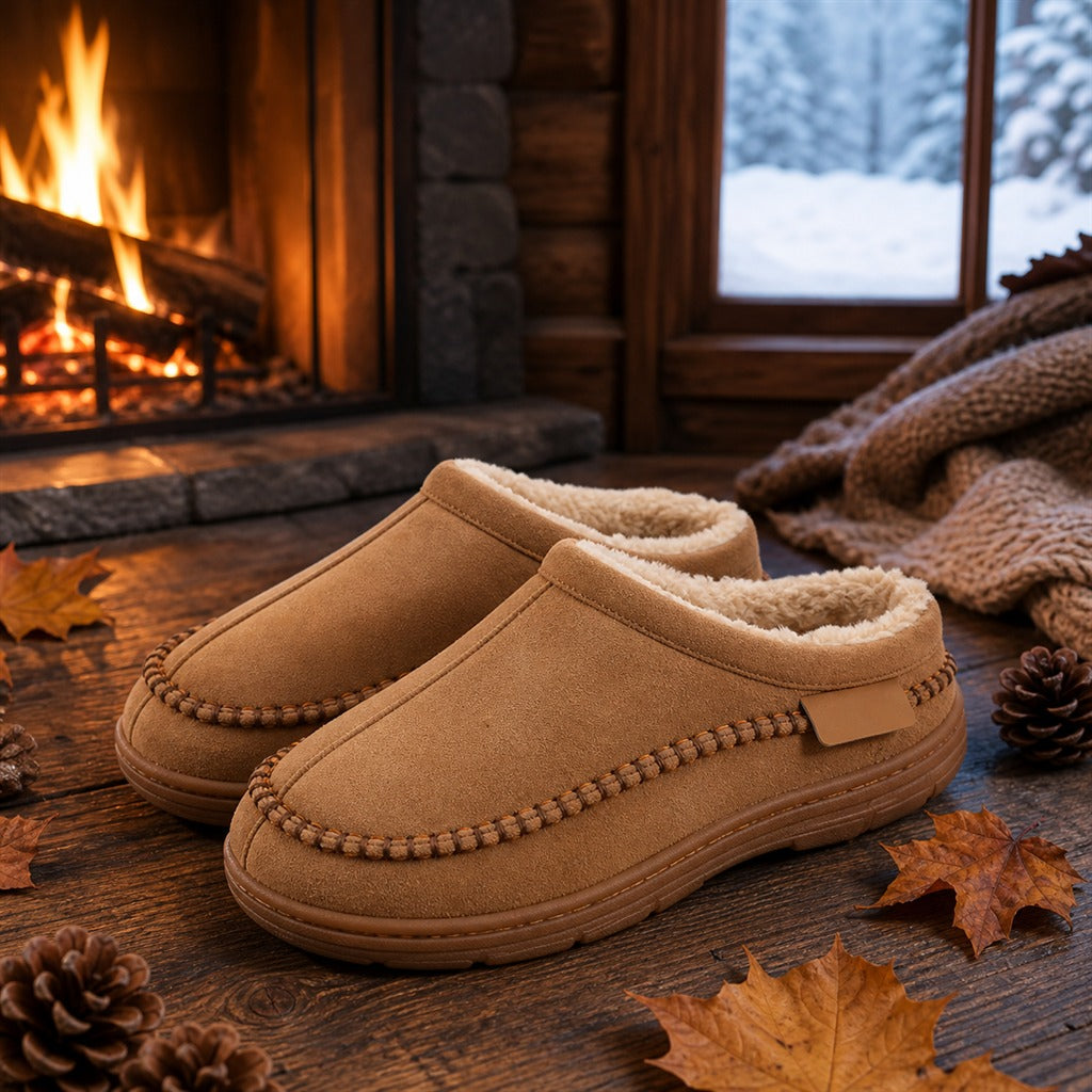 Men's Fluffy Suede Home Slippers 10