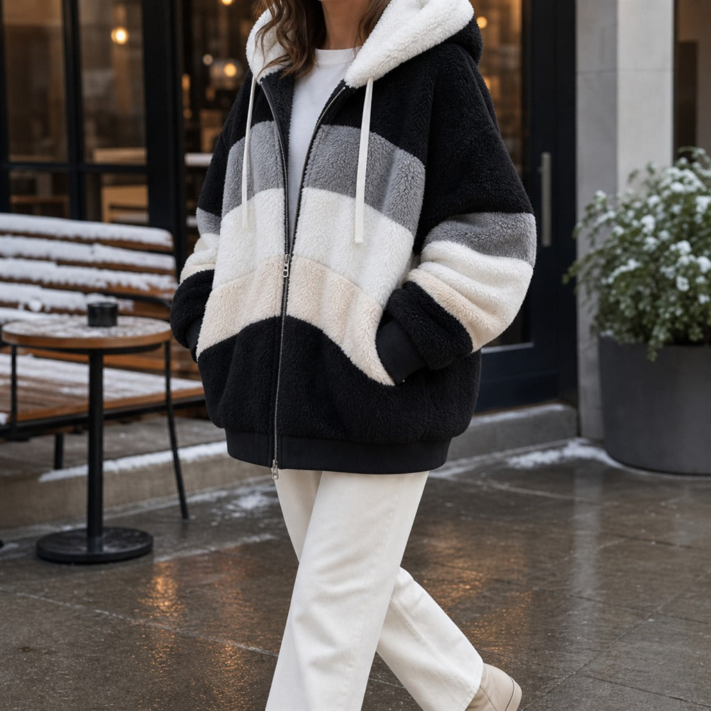 Women's Oversized Fleece Hooded Winter Jacket 8