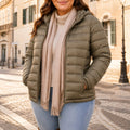 Women's Plus Size Puffer Jacket Khaki