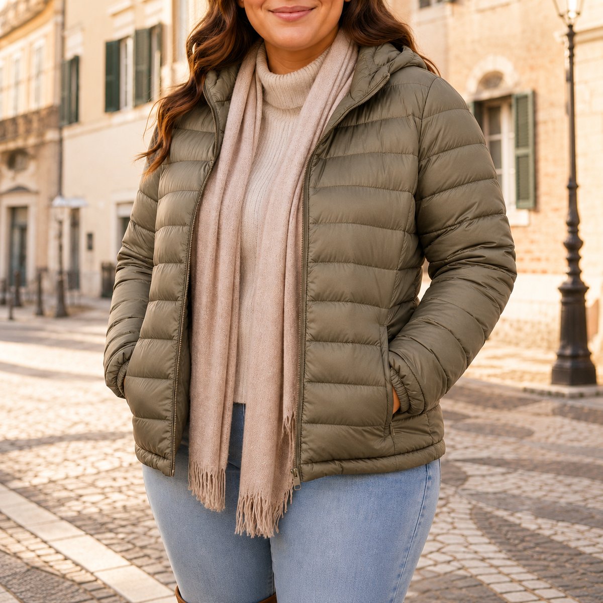 Women's Plus Size Puffer Jacket Khaki