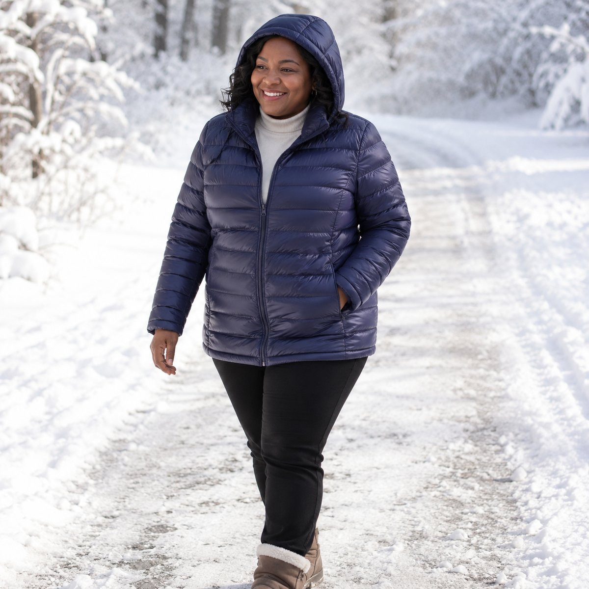 Women's Plus Size Puffer Jacket - lifestyle 3