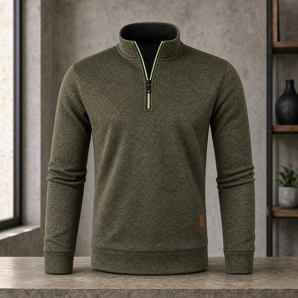 Men's Half-Zip High-Neck Streetwear Sweatshirt 6