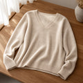 Women's Cashmere V-Neck Lace Winter Pullover 1