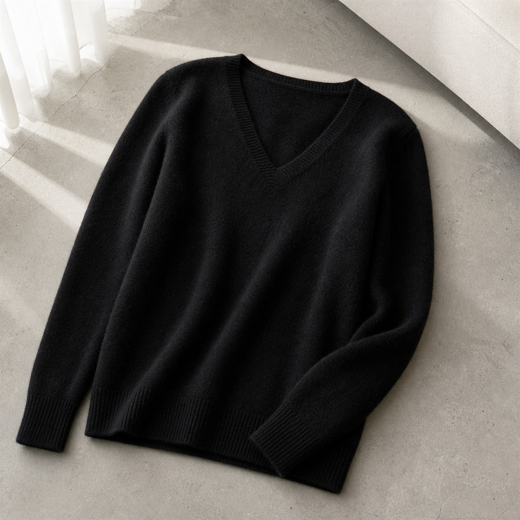 Women's Cashmere V-Neck Lace Winter Pullover 3