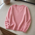 Women's Cashmere V-Neck Lace Winter Pullover 5